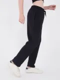 Kadın 3 İplik Pamuklu Boru Paçası Cepli Eşofman Pantolon - Lacivert