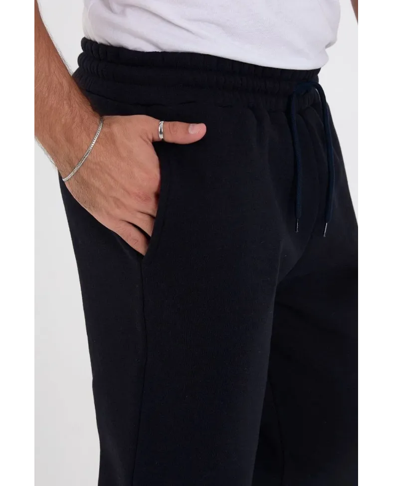 Erkek Üç İplik Basic Eşofman Boru Paça İpli Pantolon - Lacivert