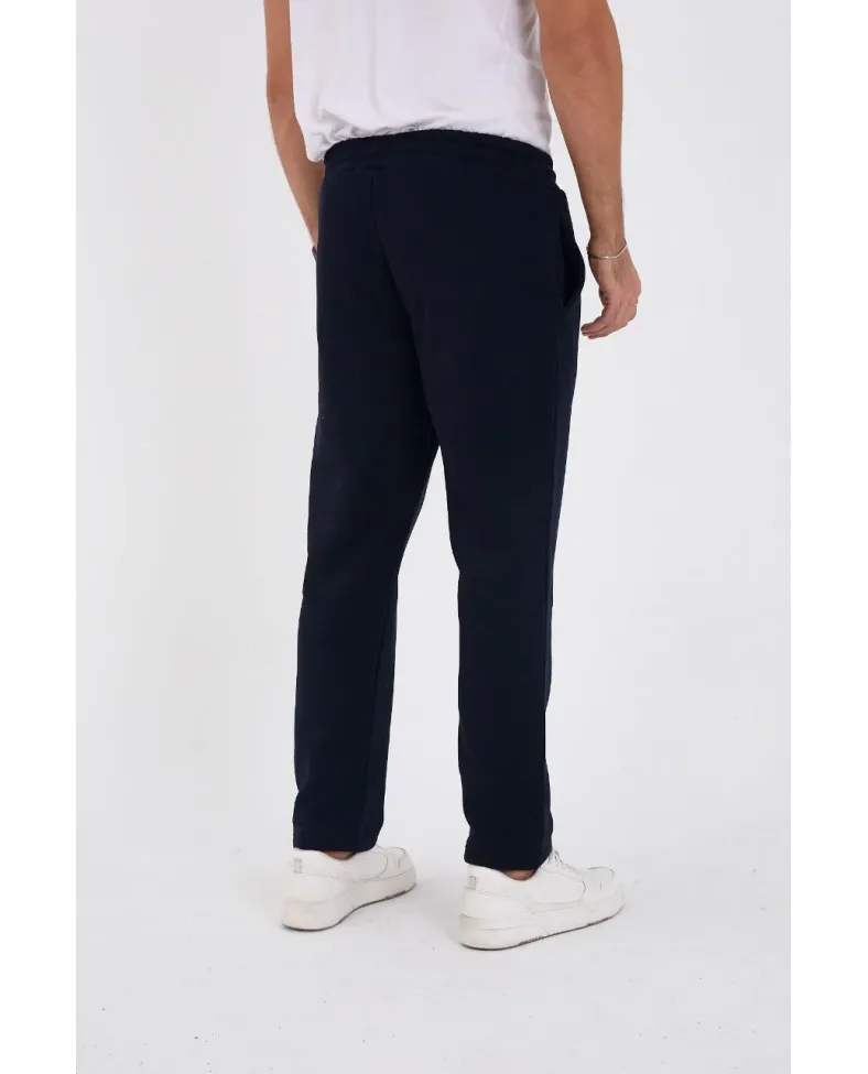 Erkek Üç İplik Basic Eşofman Boru Paça İpli Pantolon - Lacivert