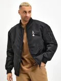 Erkek Bomber Mont Siyah Maça Ası Baskılı Fermuarlı Cepli Kapitone Astarlı Kış Mont - Siyah