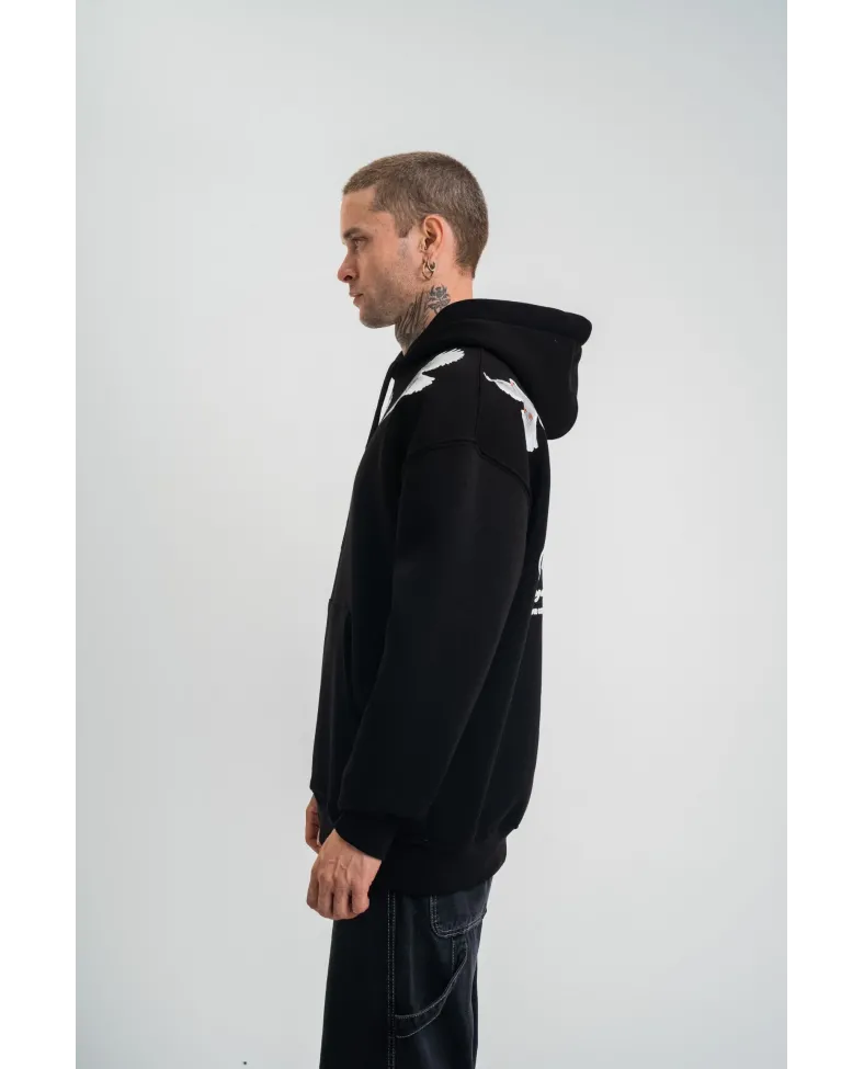 ERKEK Uzun Kol Bisiklet Yaka Yıkamalı SweatShirt - Siyah