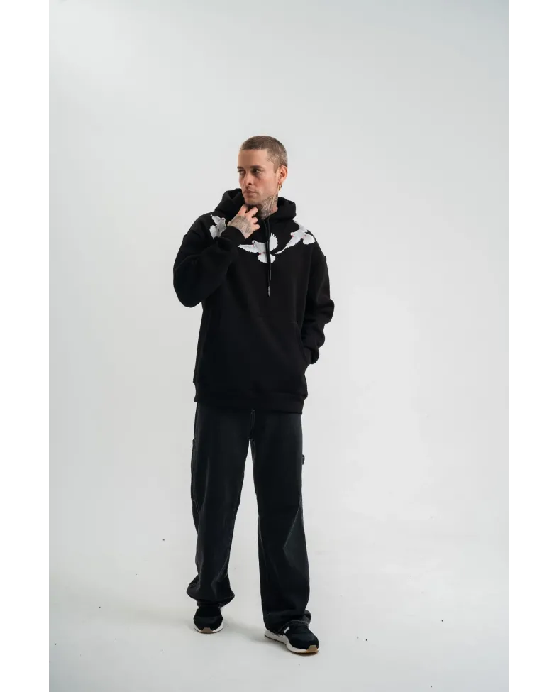 ERKEK Uzun Kol Bisiklet Yaka Yıkamalı SweatShirt - Siyah