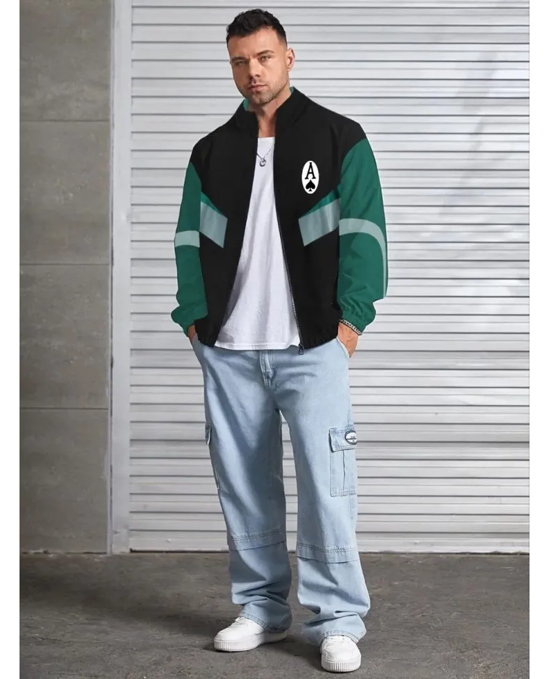 ERKEK Uzun Kollu Paraşüt Kumaş Rüzgarlik - Siyah