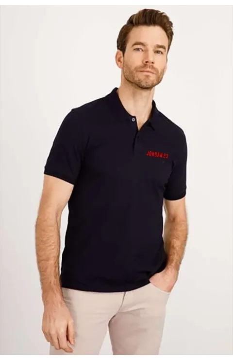 Erkek Pike Yakalı Tişort Düğmeli  Baskılı T-Shirt  - Beyaz