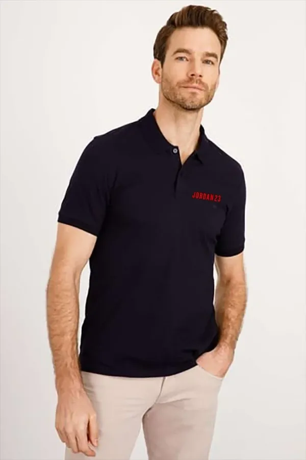 Erkek Pike Yakalı Tişort Düğmeli  Baskılı T-Shirt  - Beyaz