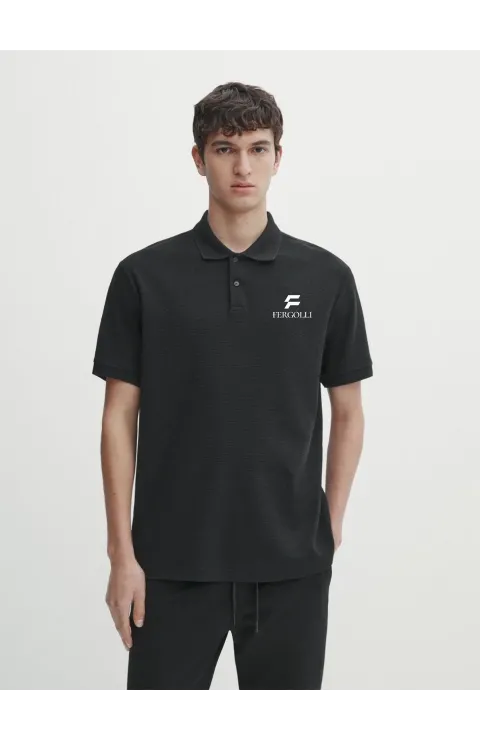 Erkek Pike Yakalı Tişort Düğmeli  Baskılı T-Shirt - Beyaz