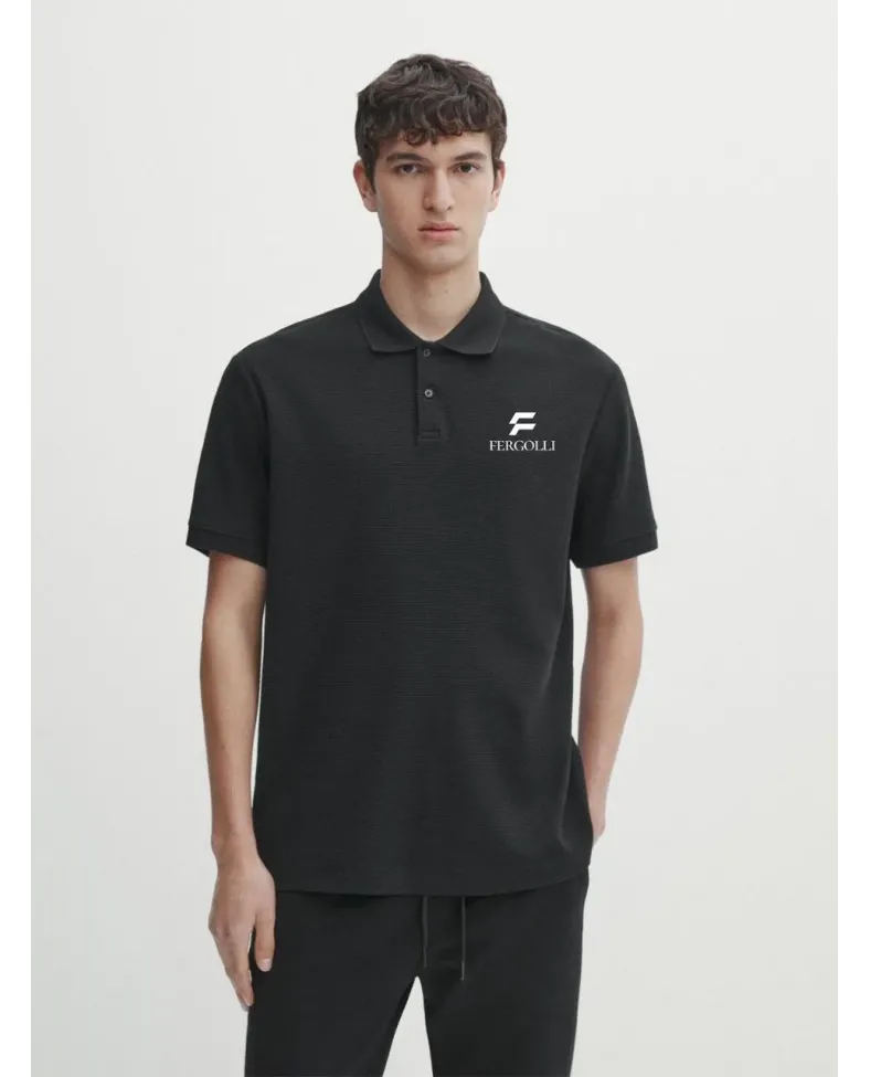 Erkek Pike Yakalı Tişort Düğmeli  Baskılı T-Shirt - Beyaz