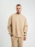 Uzun Kol Bisiklet Yaka Basic SweatShirt - Bej