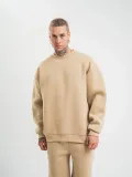 Uzun Kol Bisiklet Yaka Basic SweatShirt - Bej