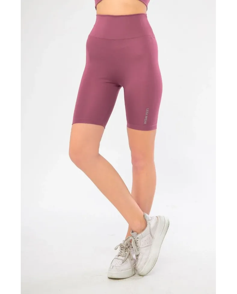 Yüksek Bel Biker Sporcu Şort - Gül Kurusu