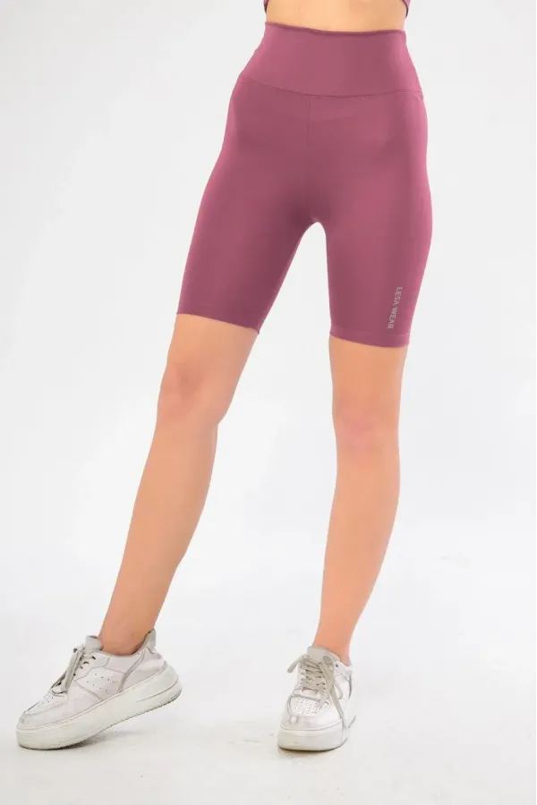 Yüksek Bel Biker Sporcu Şort - Gül Kurusu