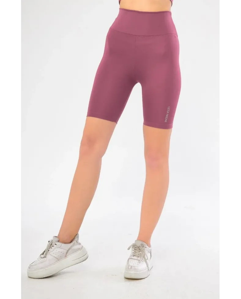 Yüksek Bel Biker Sporcu Şort - Gül Kurusu