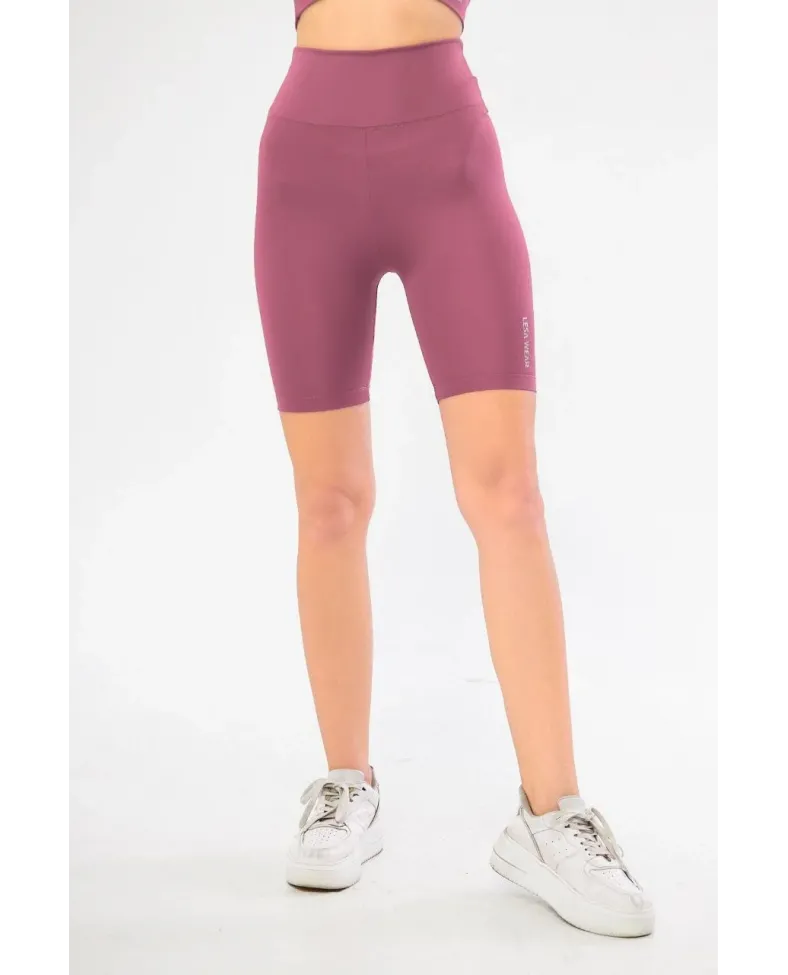 Yüksek Bel Biker Sporcu Şort - Gül Kurusu