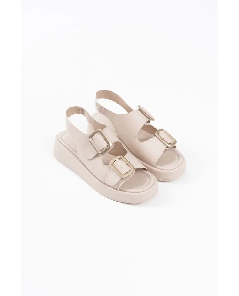 Bej Cilt Kadın Sandalet TR17MY02C