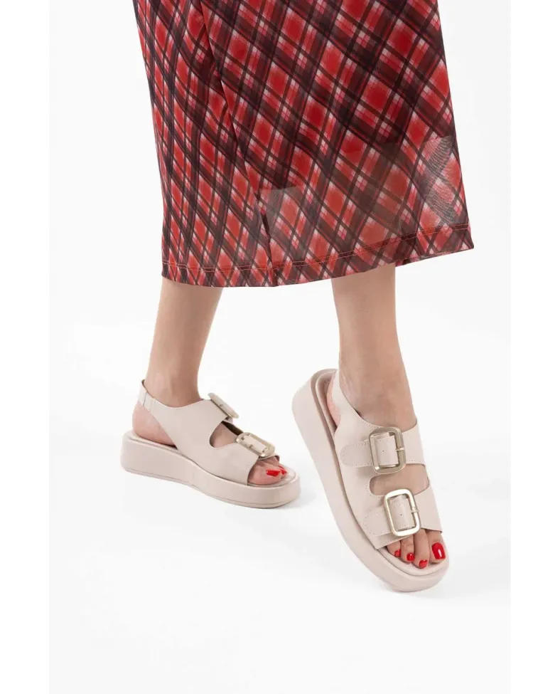 Bej Cilt Kadın Sandalet TR17MY02C