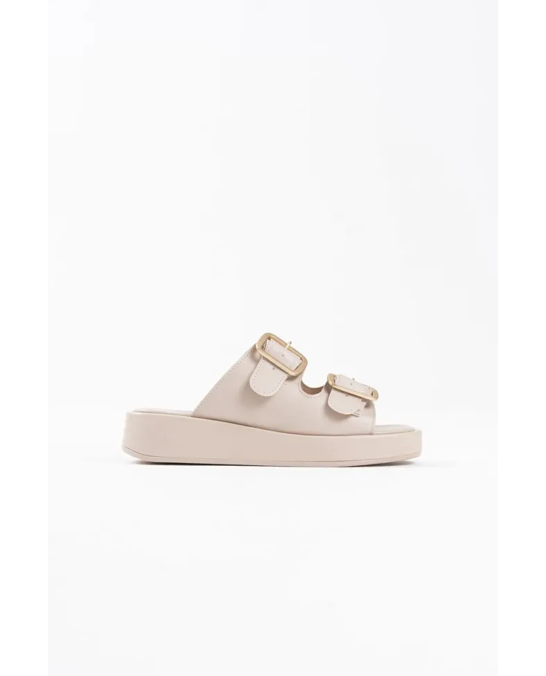 Bej Cilt Kadın Tokalı Terlik TR17MY01C