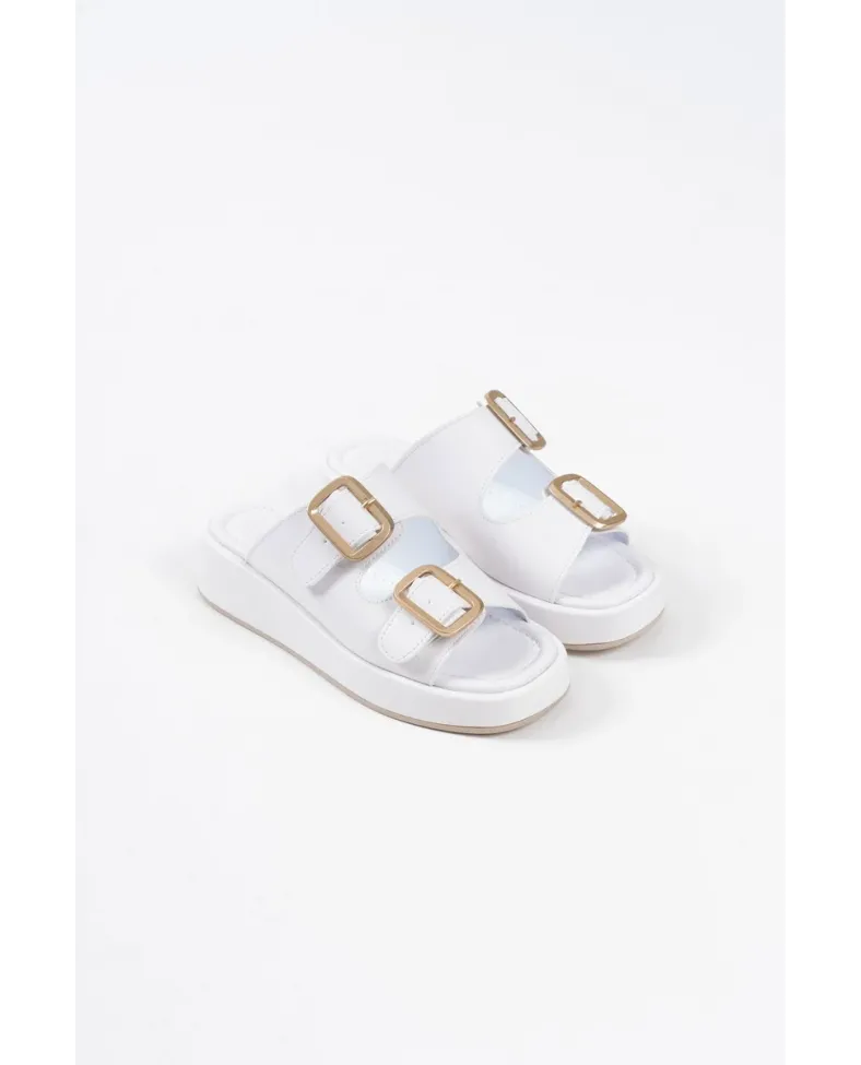 Beyaz Cilt Tokalı Terlik TR17MY01B