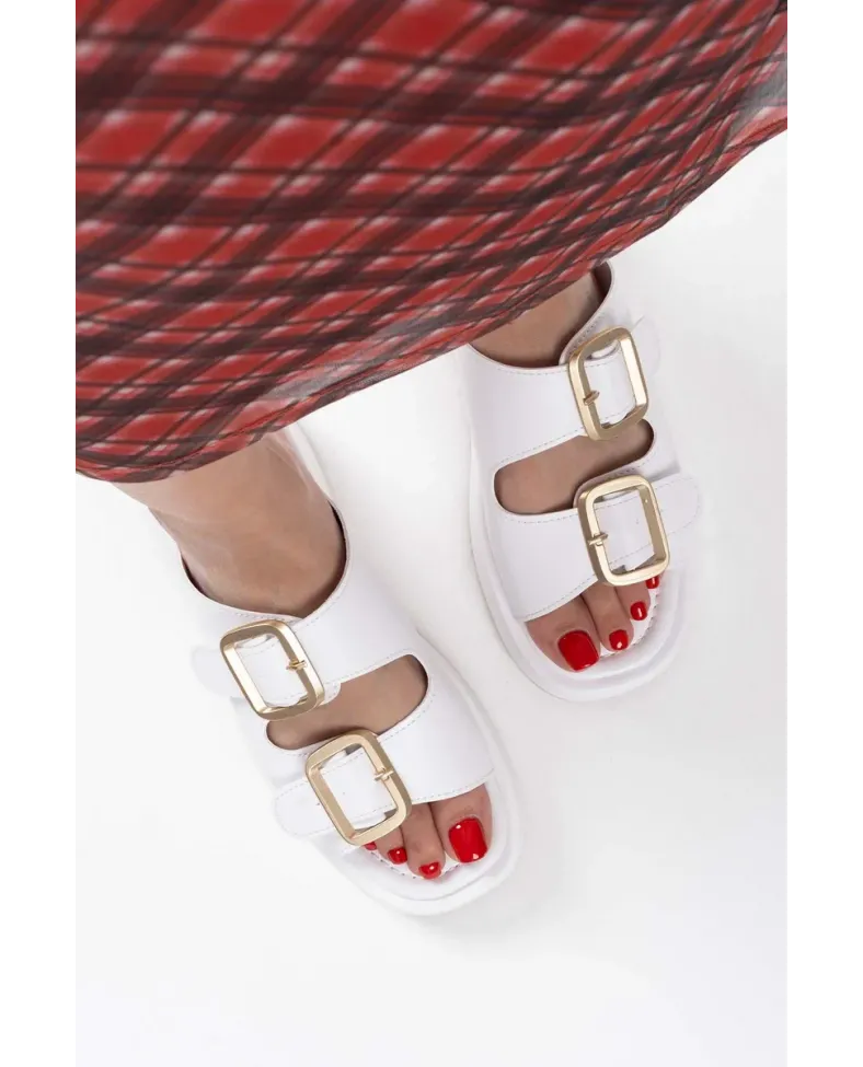 Beyaz Cilt Tokalı Terlik TR17MY01B