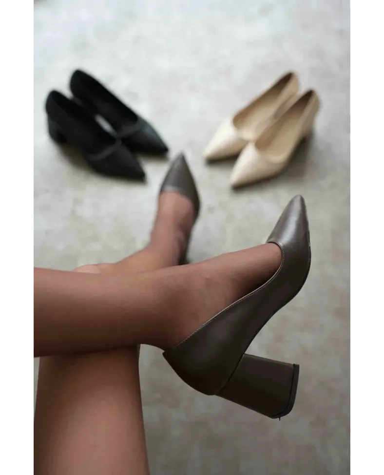 Acı Kahve Cilt Kadın Topuklu Ayakkabı TR08MS16C