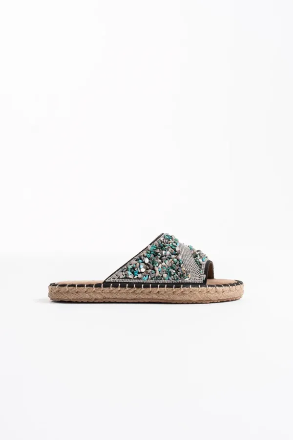 Kadın Siyah Taş İşlemeli Terlik TR35MY08A