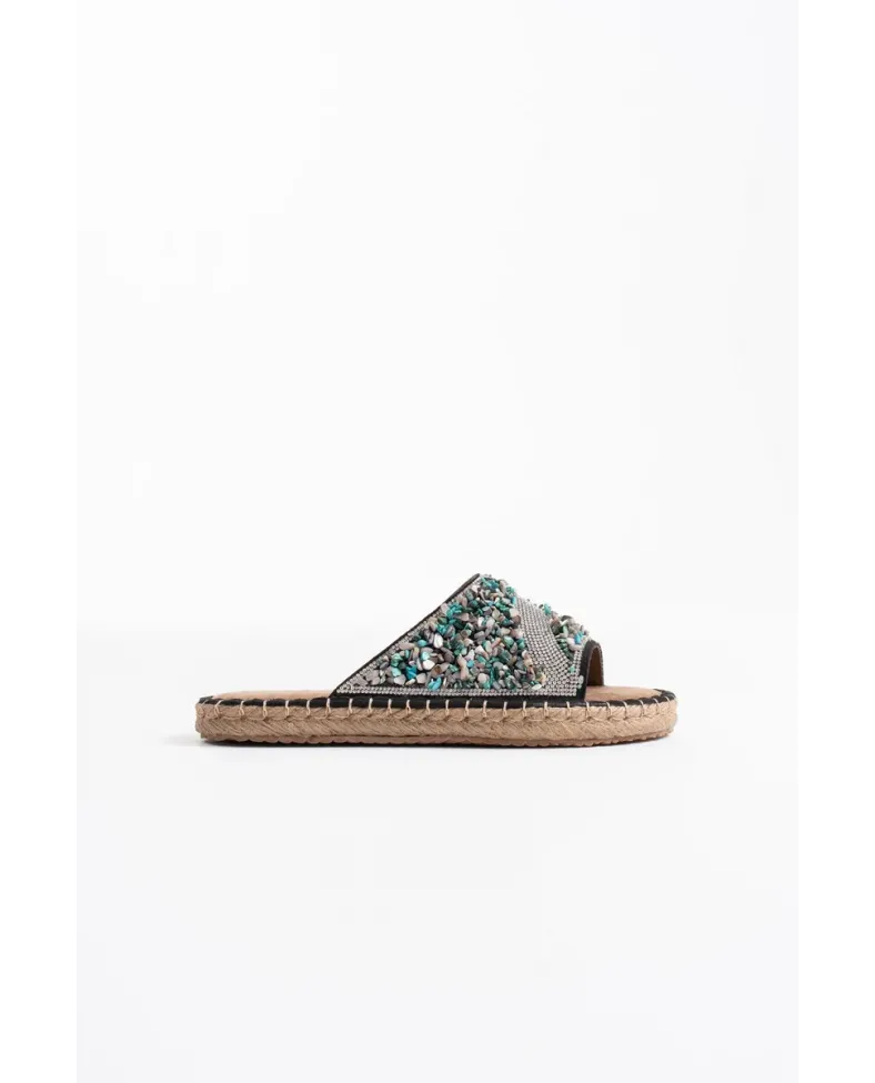 Kadın Siyah Taş İşlemeli Terlik TR35MY08A