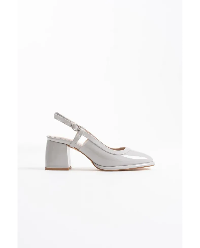 Gri Rugan Kadın Topuklu Ayakkabı TR18MS17C