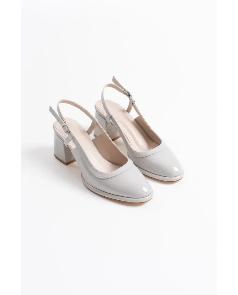 Gri Rugan Kadın Topuklu Ayakkabı TR18MS17C