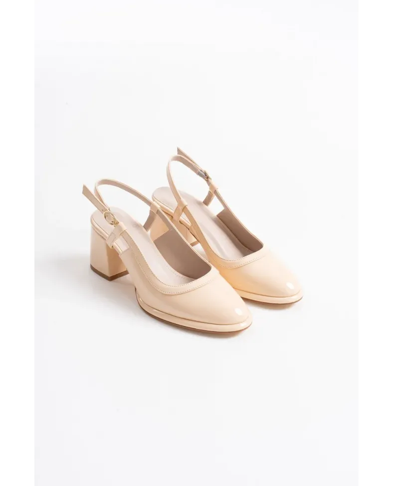 Açık Sarı Rugan Kadın Topuklu Ayakkabı TR18MS17B