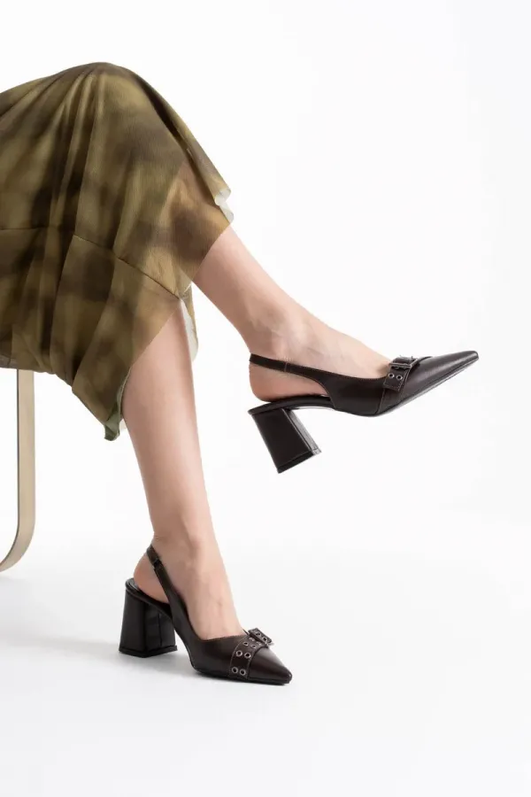 Acı Kahve Cilt Kadın Topuklu Ayakkabı TR08MS07F