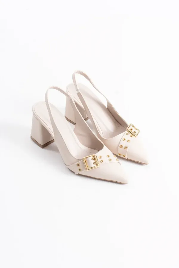 Bej Cilt Kadın Topuklu Ayakkabı TR08MS07E