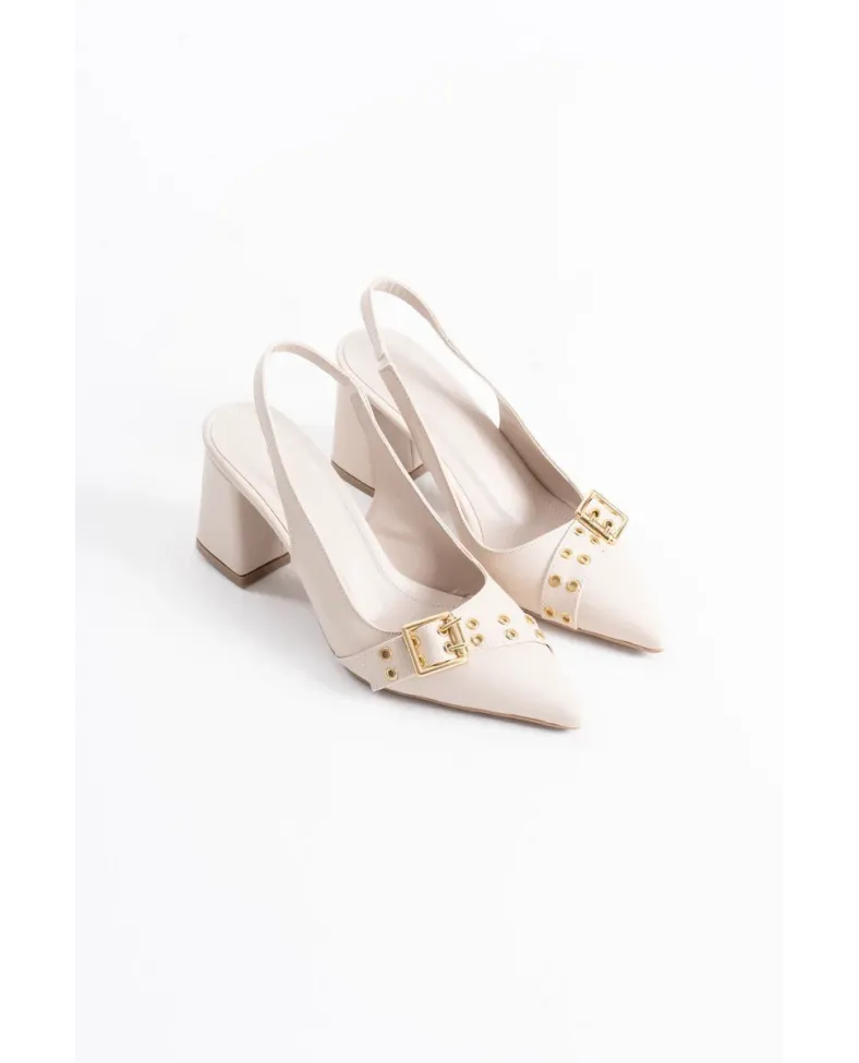 Bej Cilt Kadın Topuklu Ayakkabı TR08MS07E