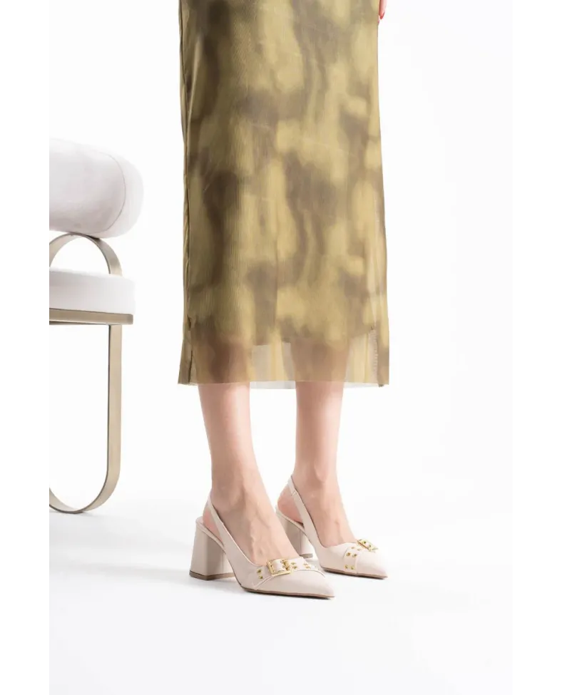 Bej Cilt Kadın Topuklu Ayakkabı TR08MS07E