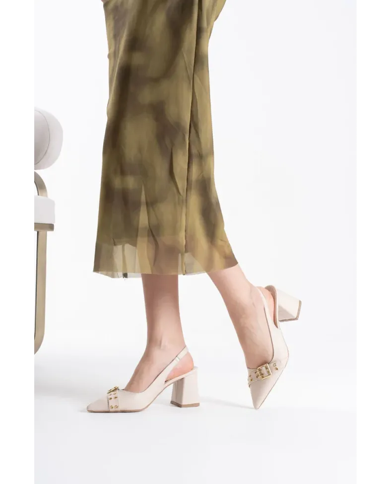 Bej Cilt Kadın Topuklu Ayakkabı TR08MS07E