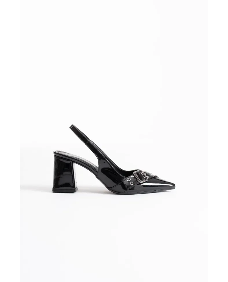 Siyah Rugan Kadın Topuklu Ayakkabı TR08MS07A