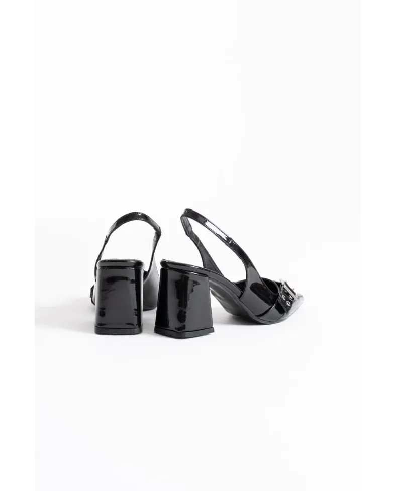 Siyah Rugan Kadın Topuklu Ayakkabı TR08MS07A