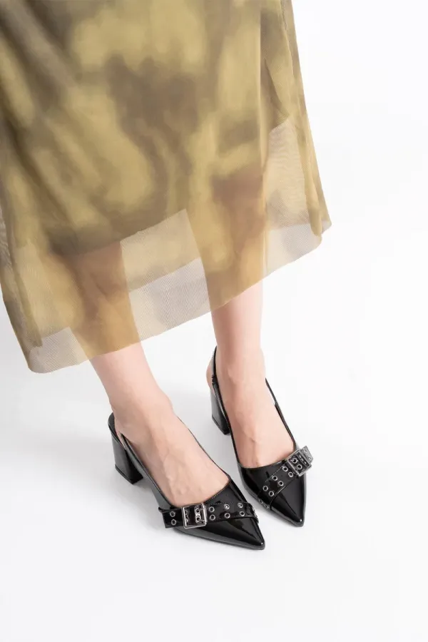 Siyah Rugan Kadın Topuklu Ayakkabı TR08MS07A