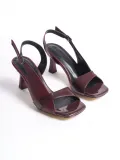 Kadın Bordo Rugan Detaylı Topuklu Sandalet TR13MY01E