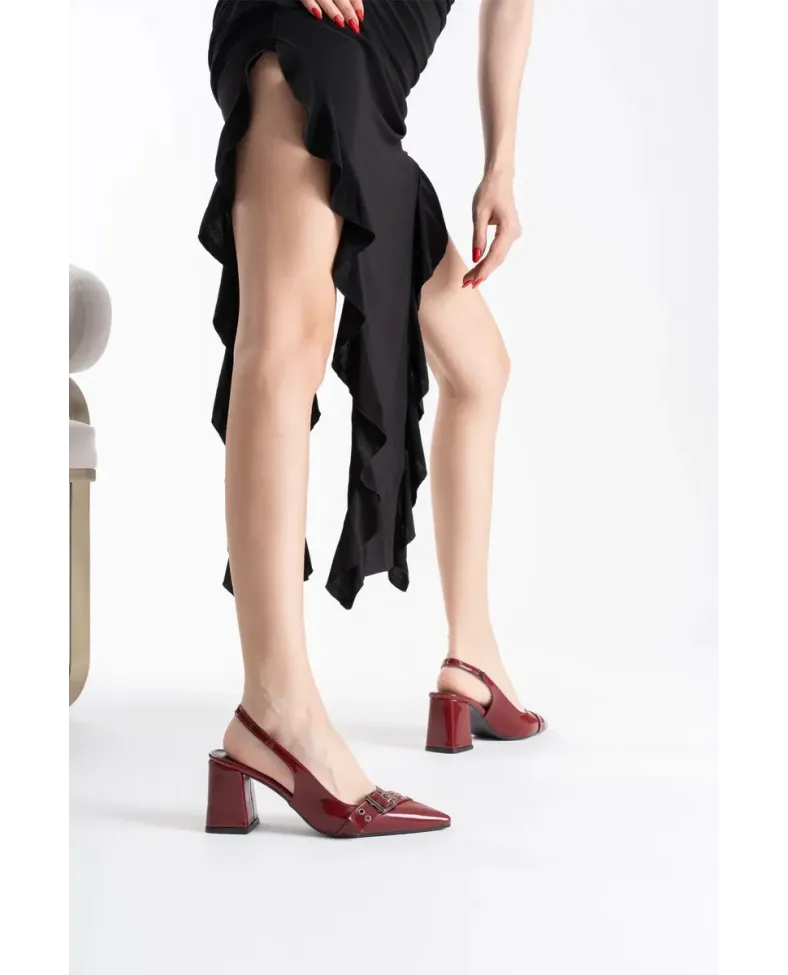 Bordo Rugan Kadın Topuklu Ayakkabı TR08MS07C