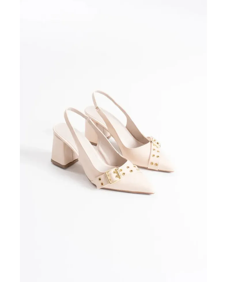 Bej Rugan Kadın Topuklu Ayakkabı TR08MS07B