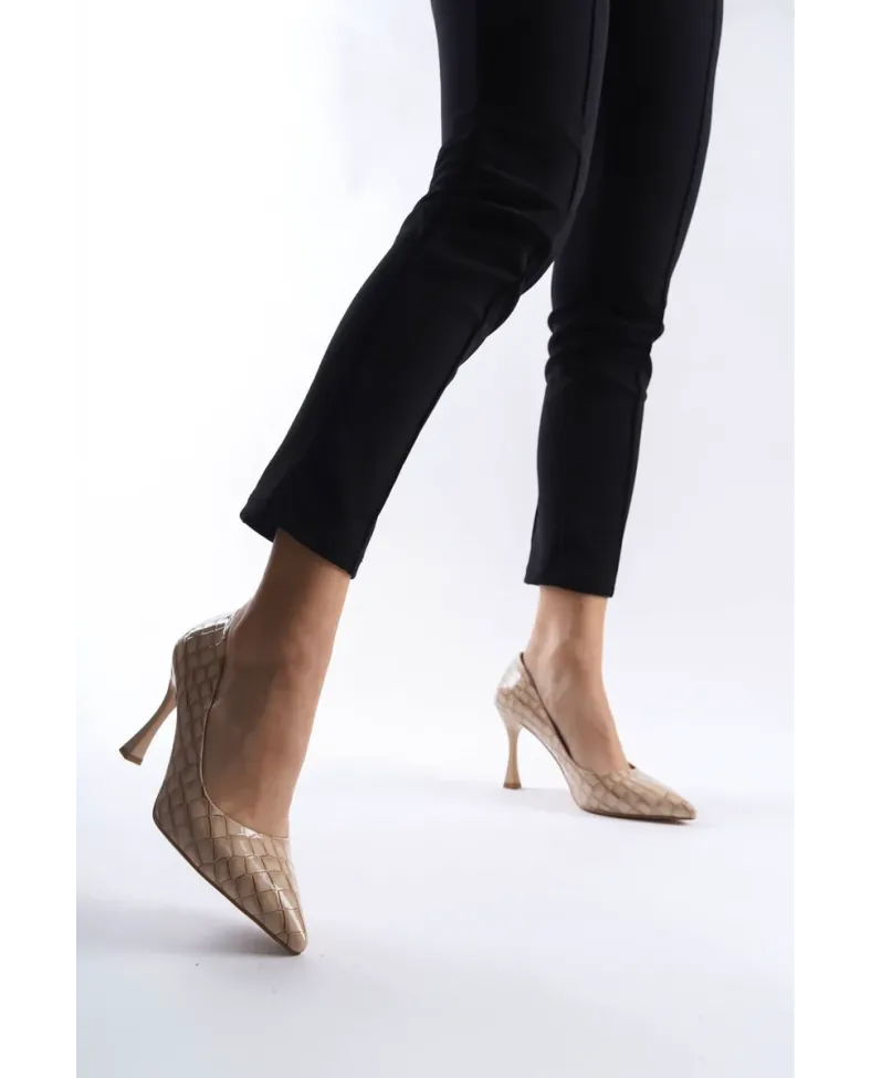 Kadın Nude Kroko Rugan Stiletto TR08MS10D
