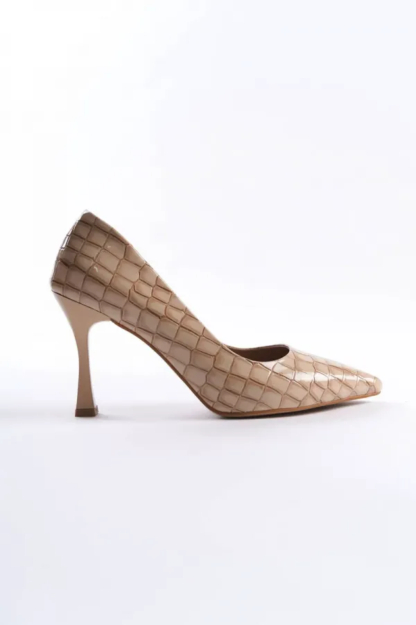Kadın Nude Kroko Rugan Stiletto TR08MS10D