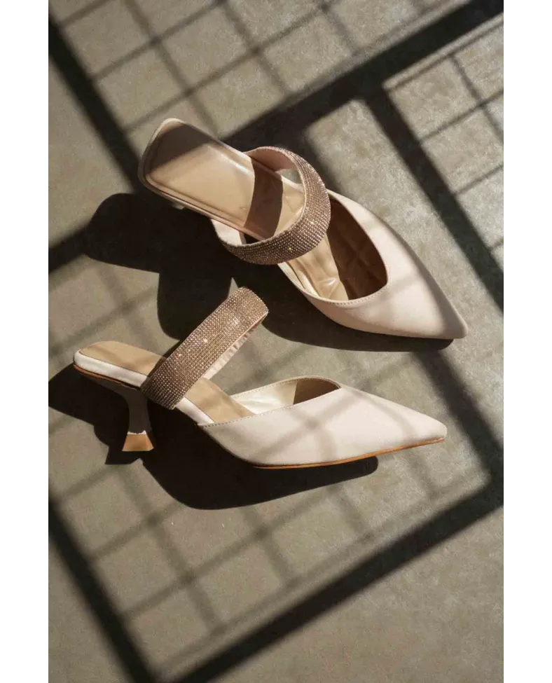 Topuklu Bej Kadın Terlik TR08MS13B