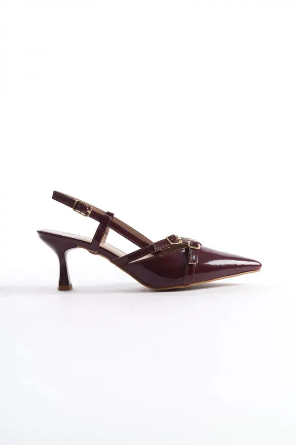 Kadın Bordo Rugan Topuklu Ayakkabı TR08MS17D
