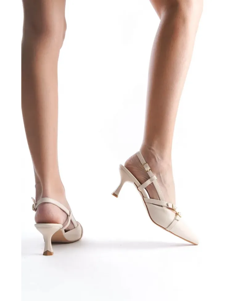 Kadın Bej Topuklu Ayakkabı TR08MS17H
