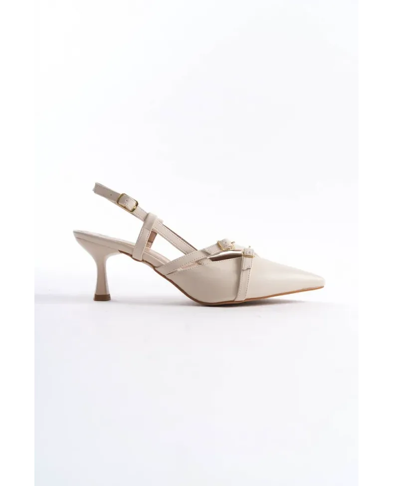 Kadın Bej Topuklu Ayakkabı TR08MS17H