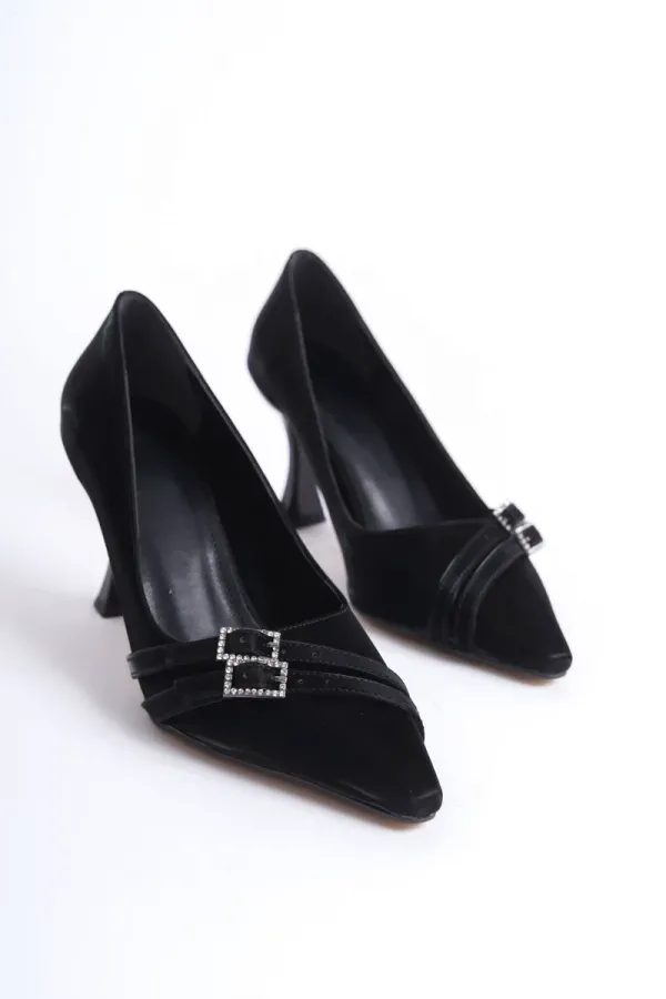 Kadın Siyah Saten Topuklu Ayakkabı TR08MS25A