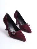 Kadın Bordo Saten Topuklu Ayakkabı TR08MS25C