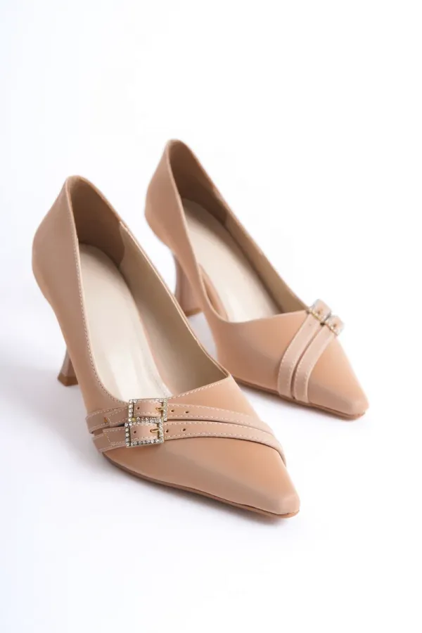 Kadın Nude Saten Topuklu Ayakkabı TR08MS25D