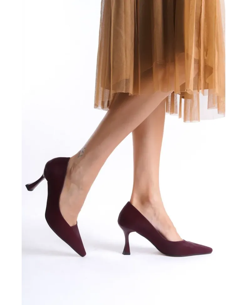 Kadın Bordo Saten Stiletto TR08MS27F