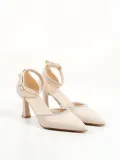 Taşlı Kadın Bej Topuklu Ayakkabı TR12MS02C